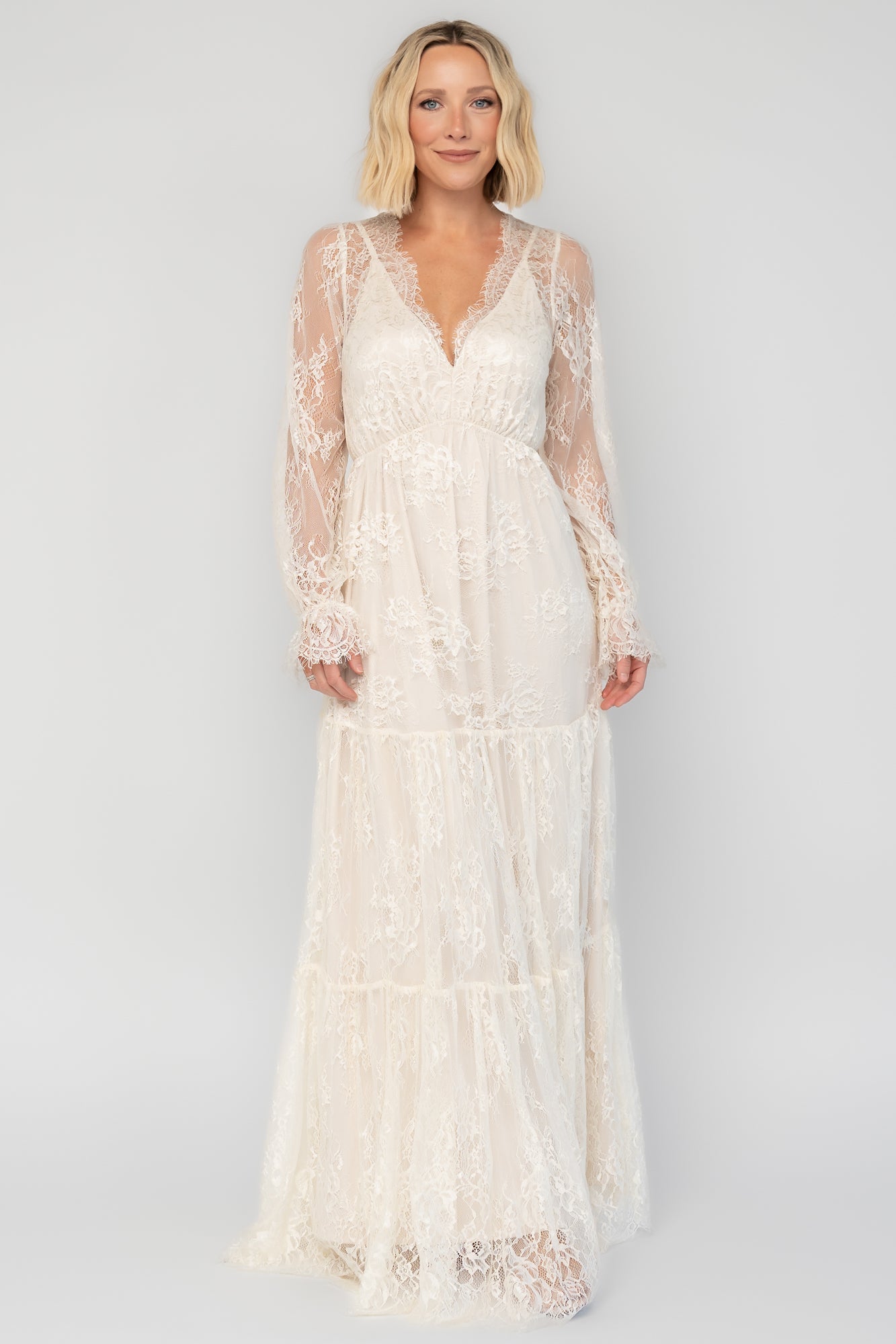 Baltic Born Womens Gloria Lace Maxi Dress | Vintage Cream