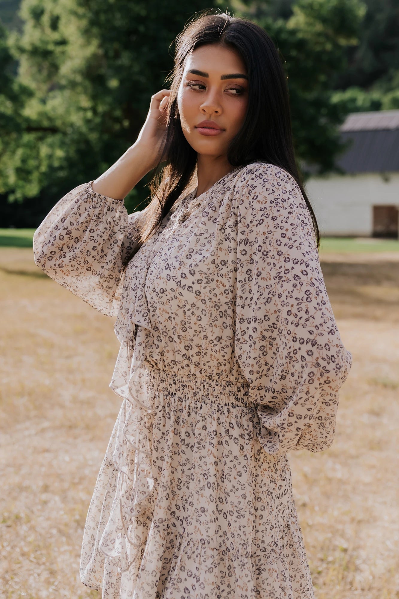 Rosamund Short Dress | Cream Floral