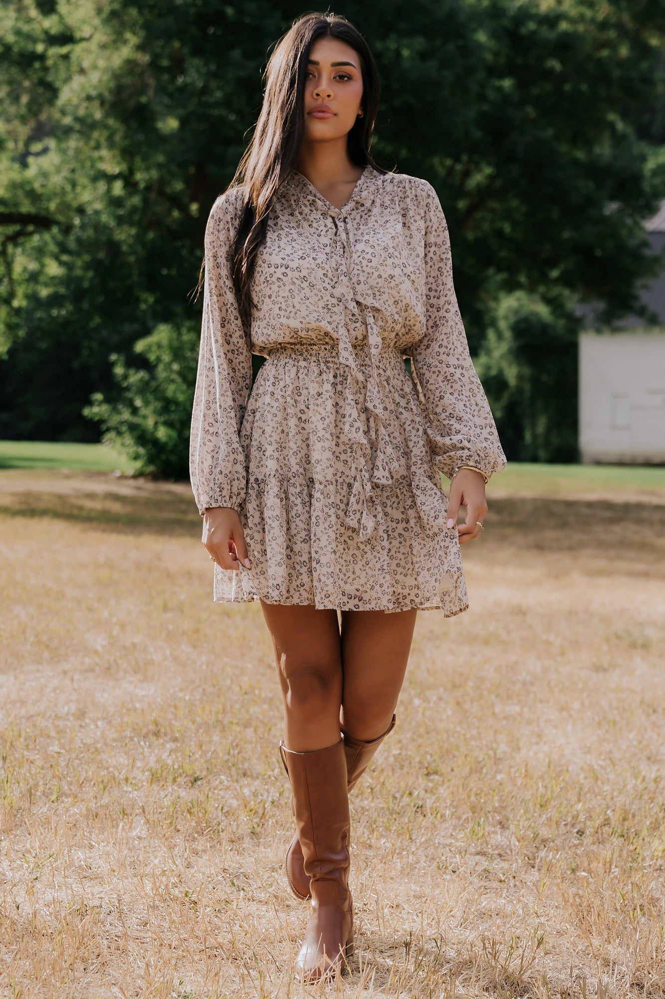 Rosamund Short Dress | Cream Floral