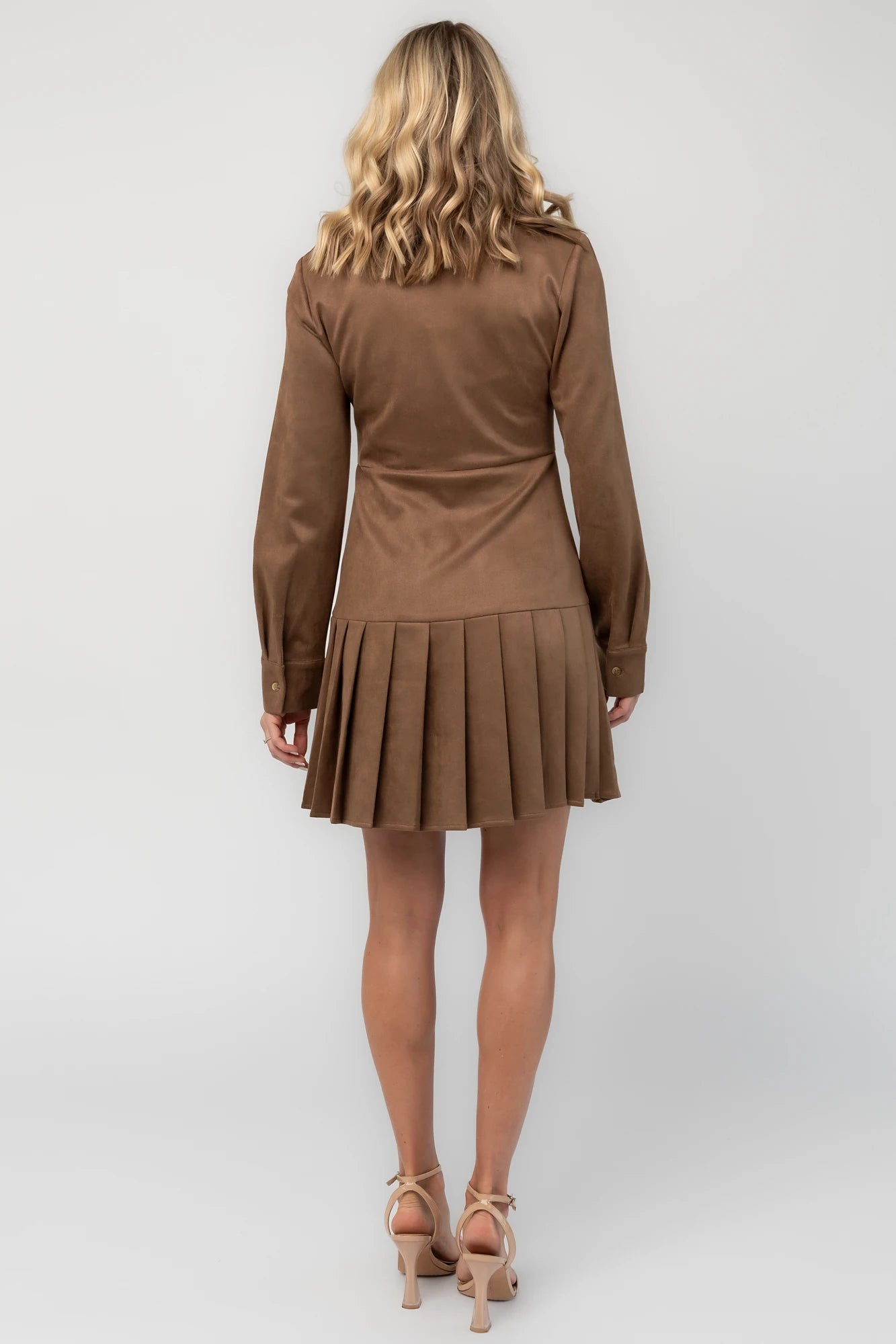 Ezra Faux Suede Short Dress | Coffee