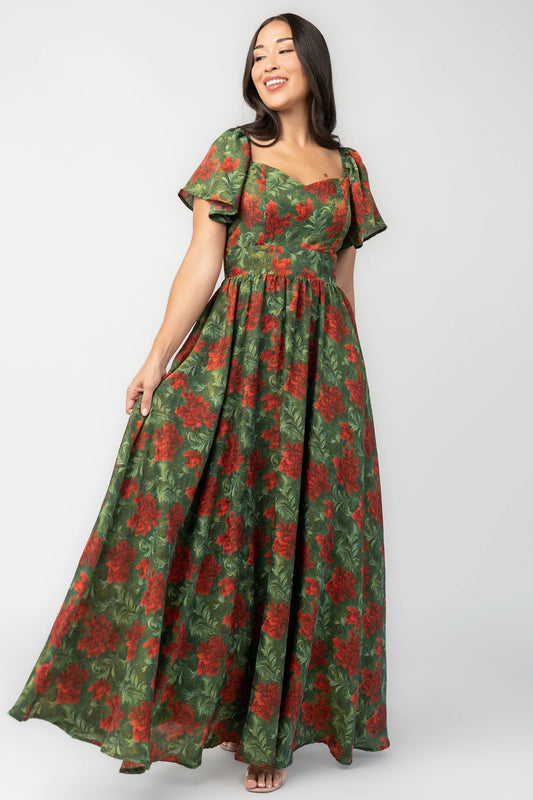 Astor Maxi Dress | Green + Red