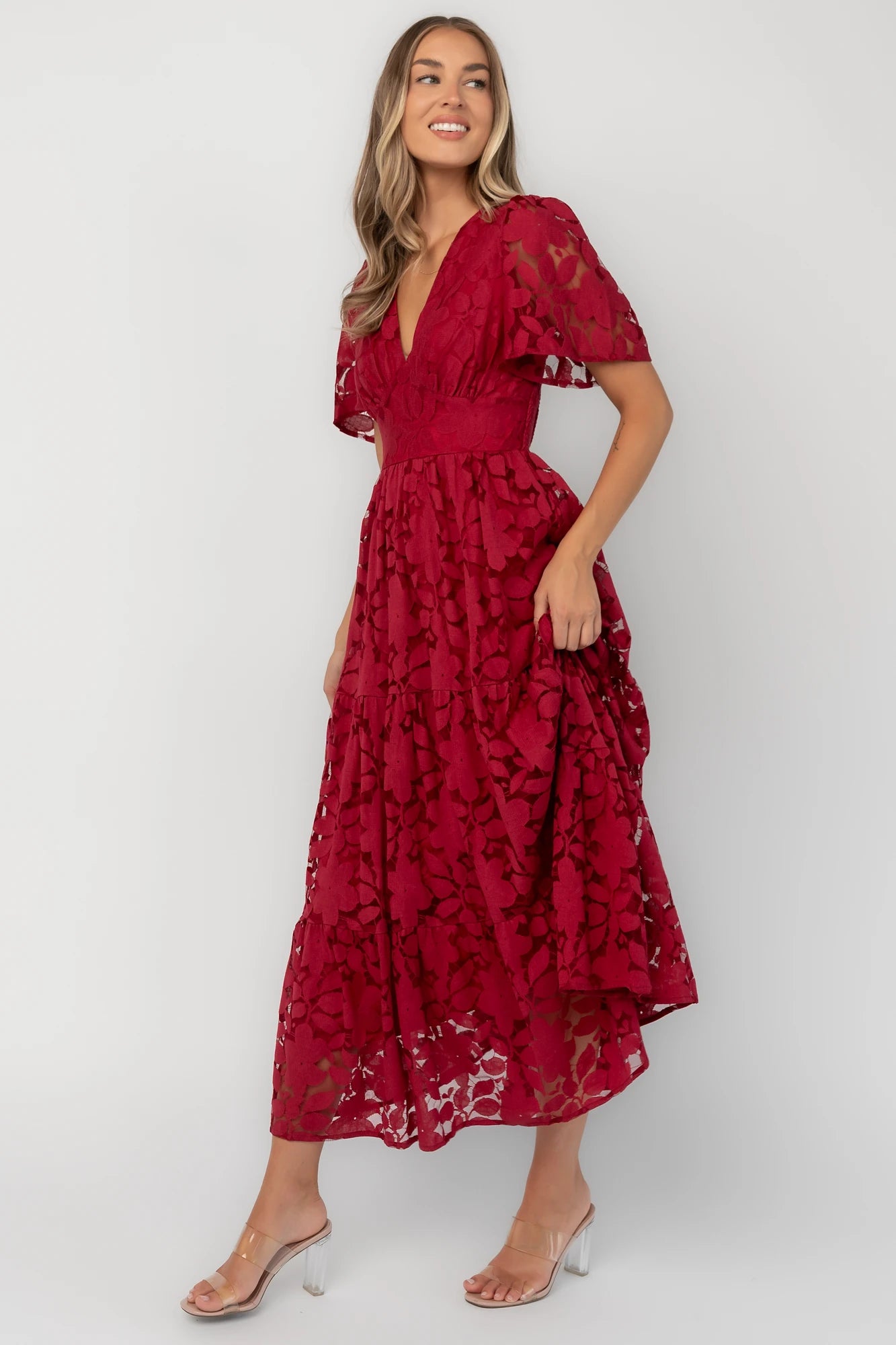 Samara Midi Dress | Cranberry