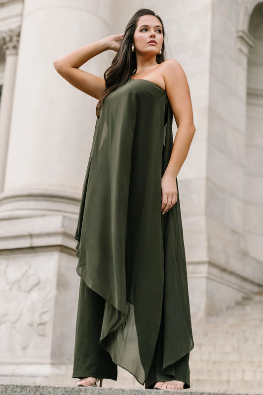 wedding guest dress green Spaghetti Straps Dark Long with Split Stylish and fashion design Wedding Guest Dresses | Baltic