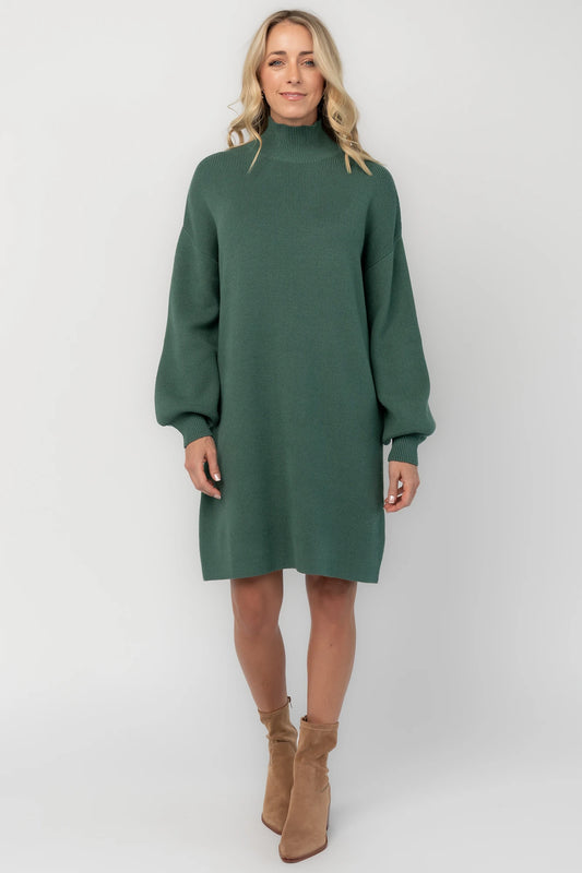 Harlow Sweater Dress | Evergreen