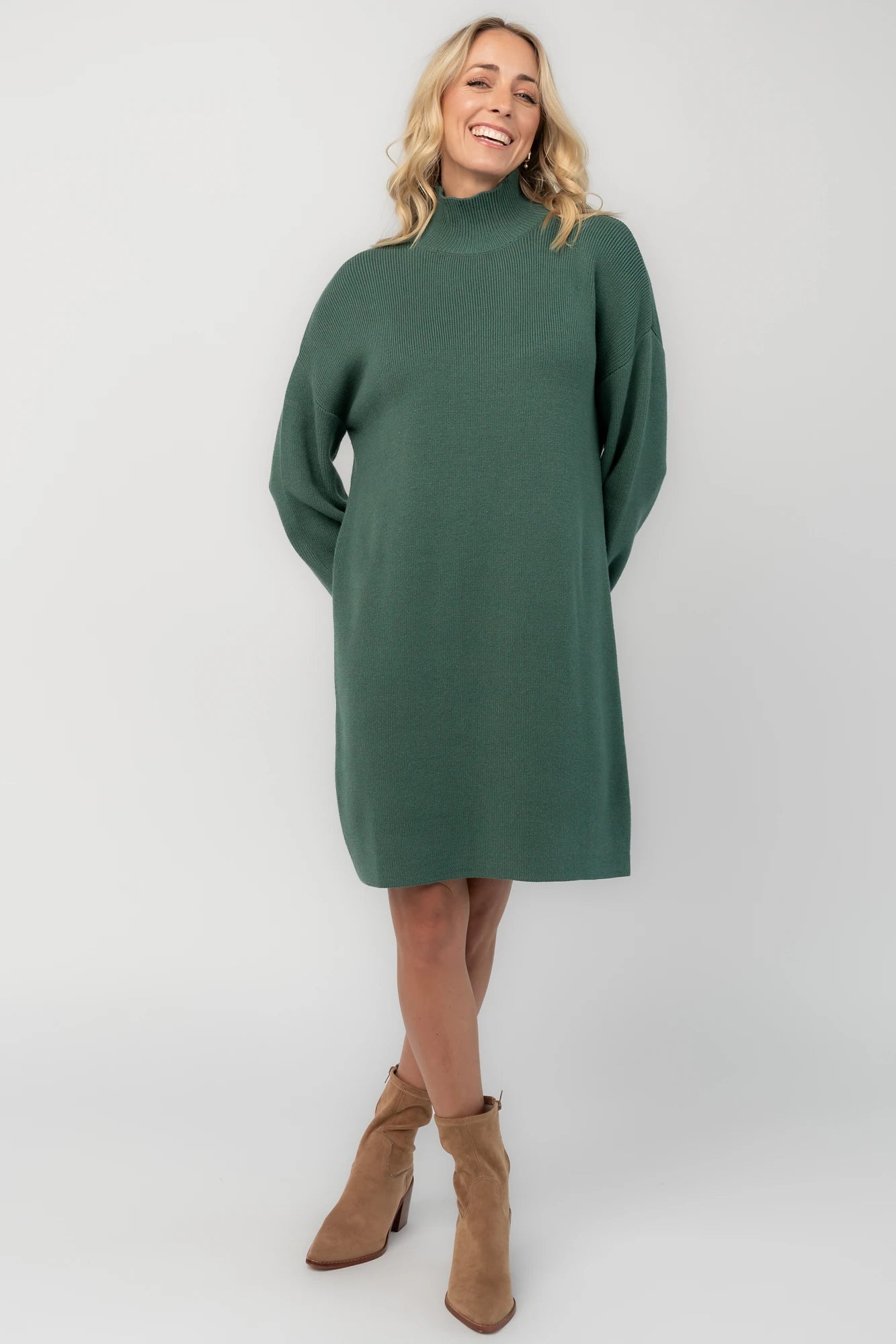 Harlow Sweater Dress | Evergreen