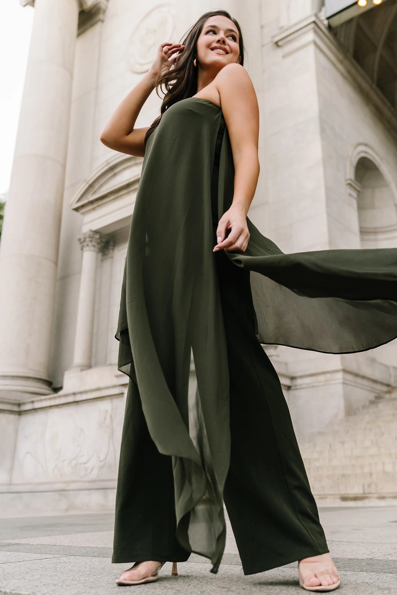 Penthouse One Shoulder Jumpsuit | Olive