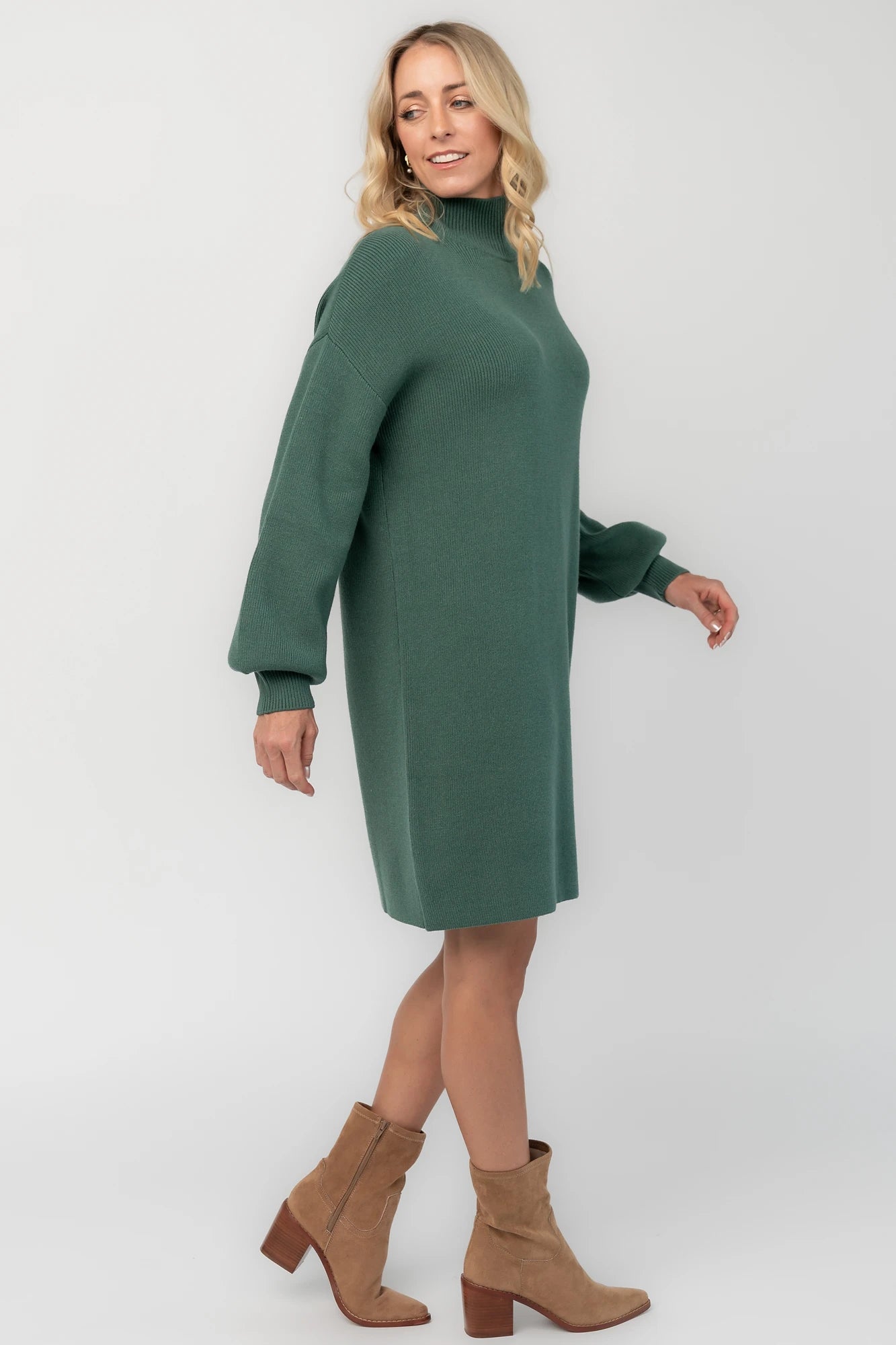 Harlow Sweater Dress | Evergreen