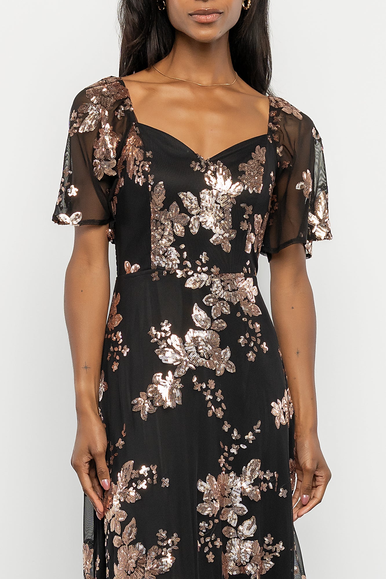 Karina Sequin Maxi Dress - Black & Gold | Baltic Born L Karina Sequin Maxi Dress - Black & Gold | Baltic Born L