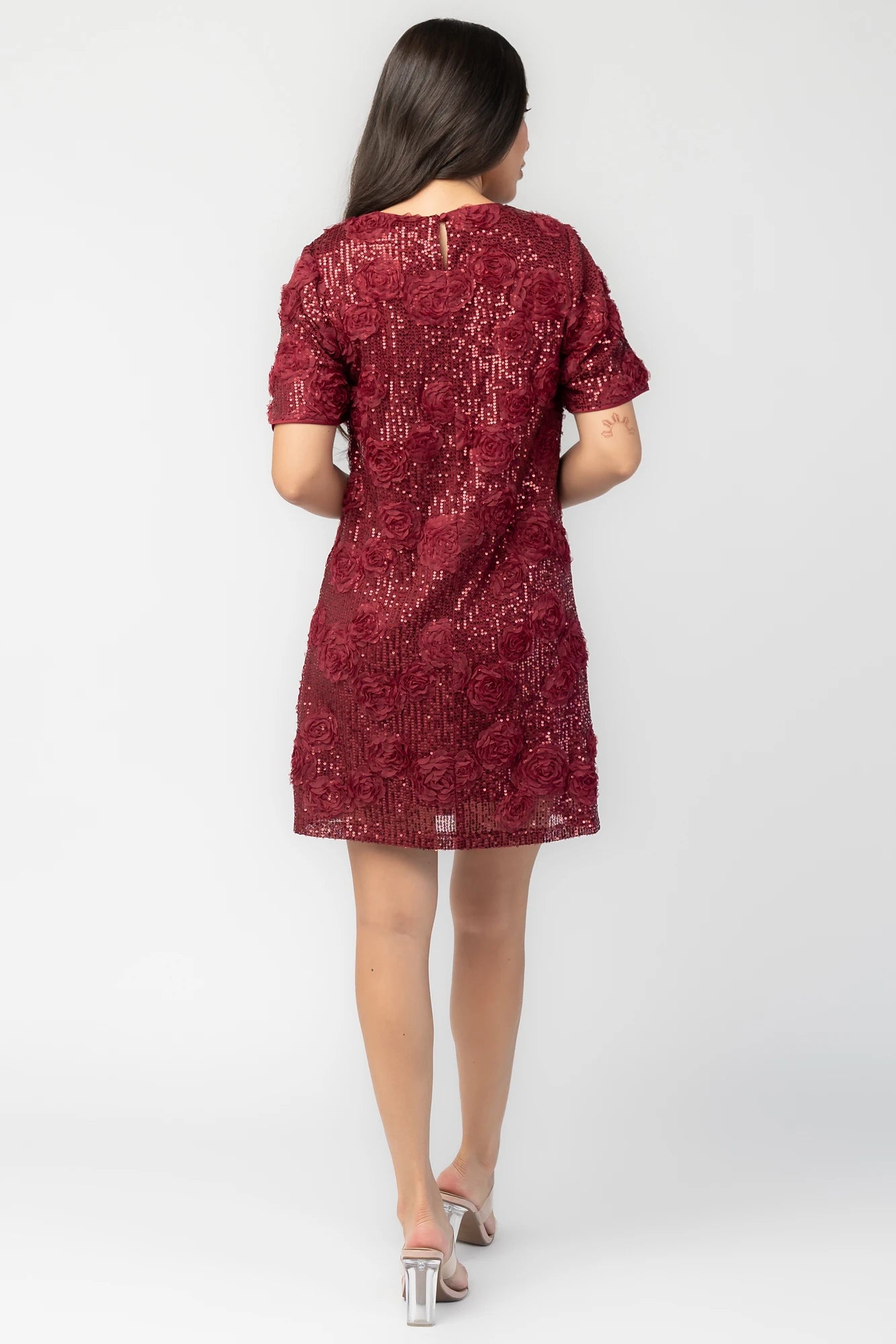 Rhea Sequin Short Dress | Burgundy