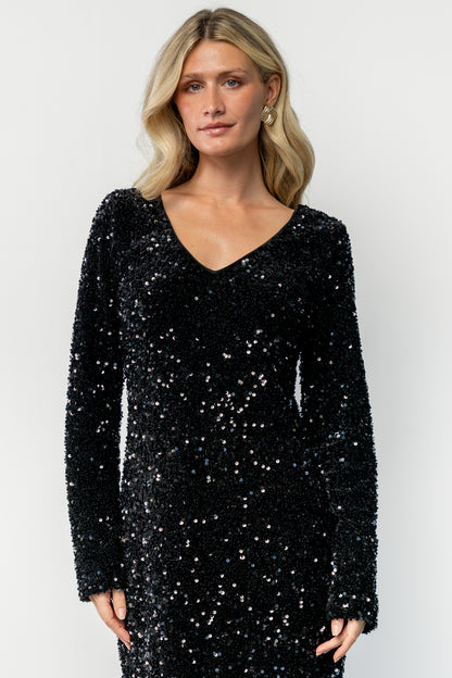 Mira Sequin Short Dress | Black