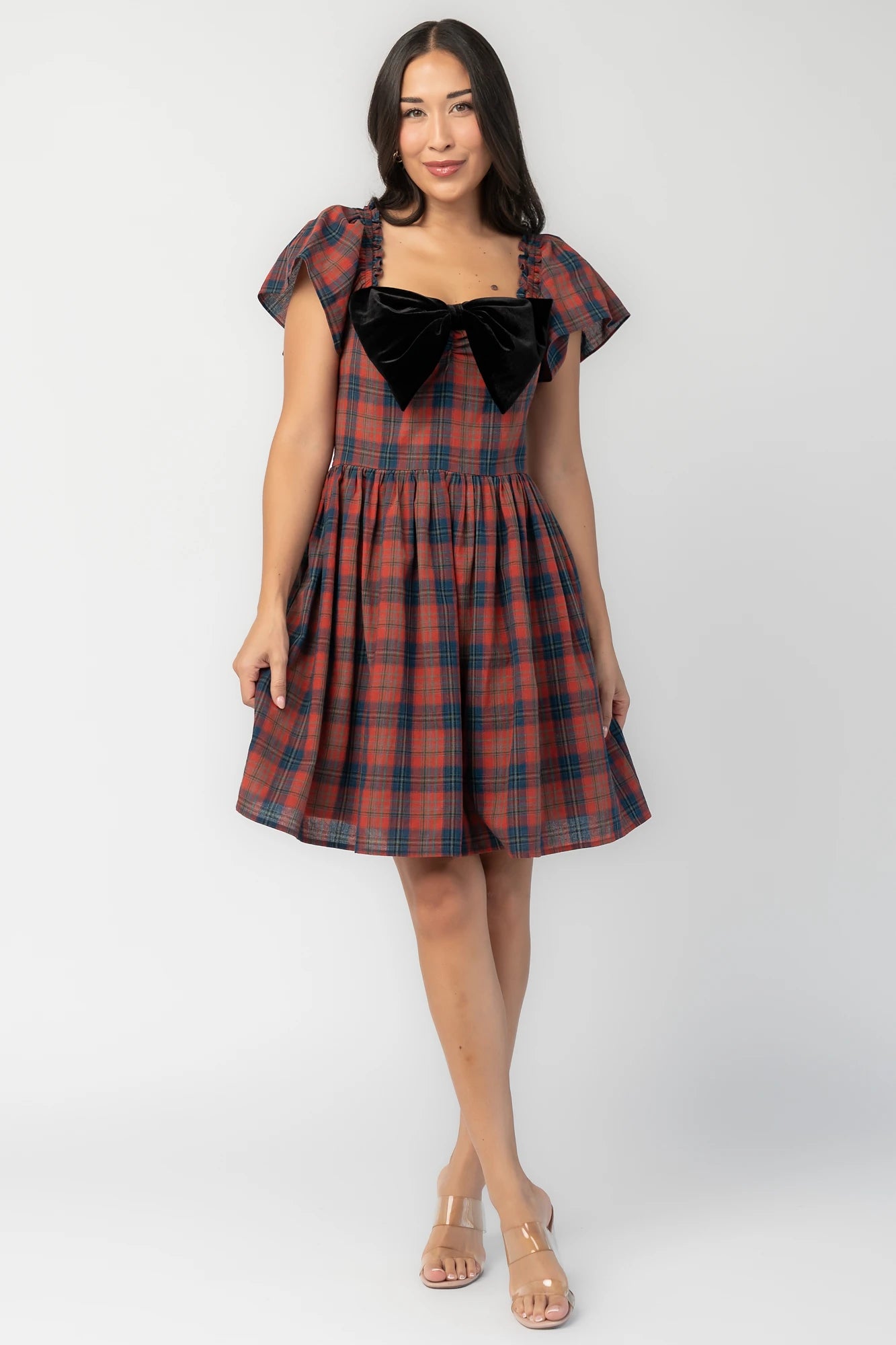 Claudine Short Dress | Plaid Multi