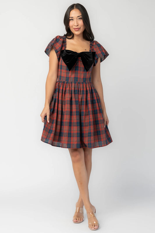 Claudine Short Dress | Plaid Multi