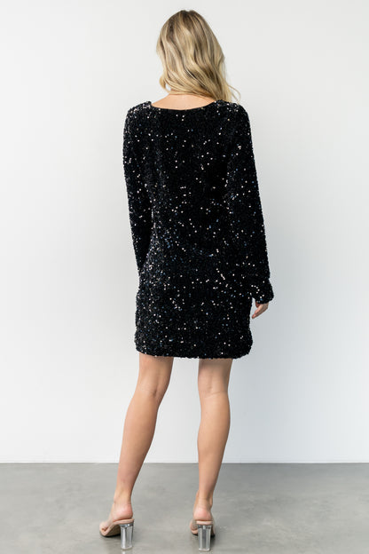 Mira Sequin Short Dress | Black