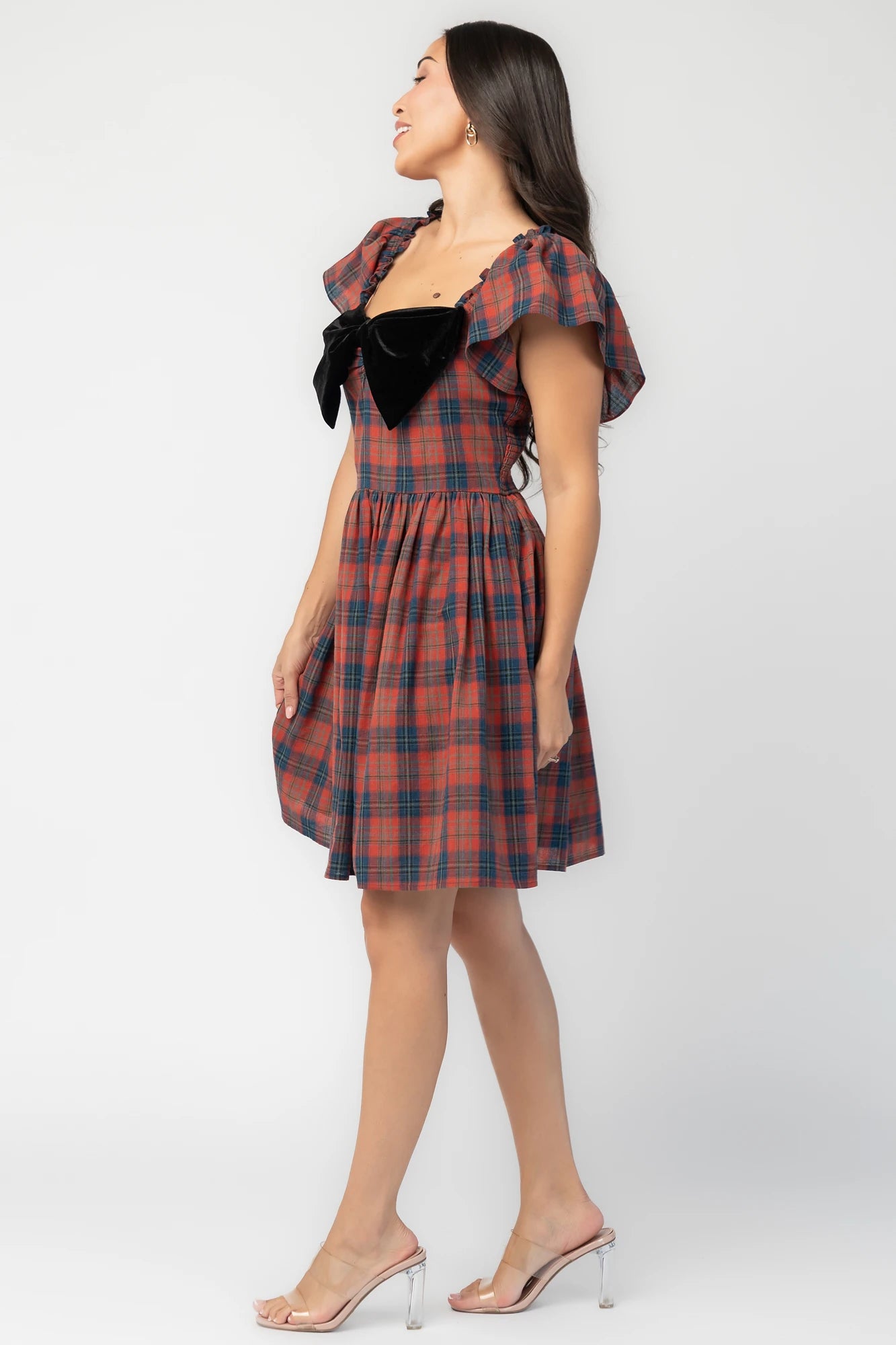 Claudine Short Dress | Plaid Multi