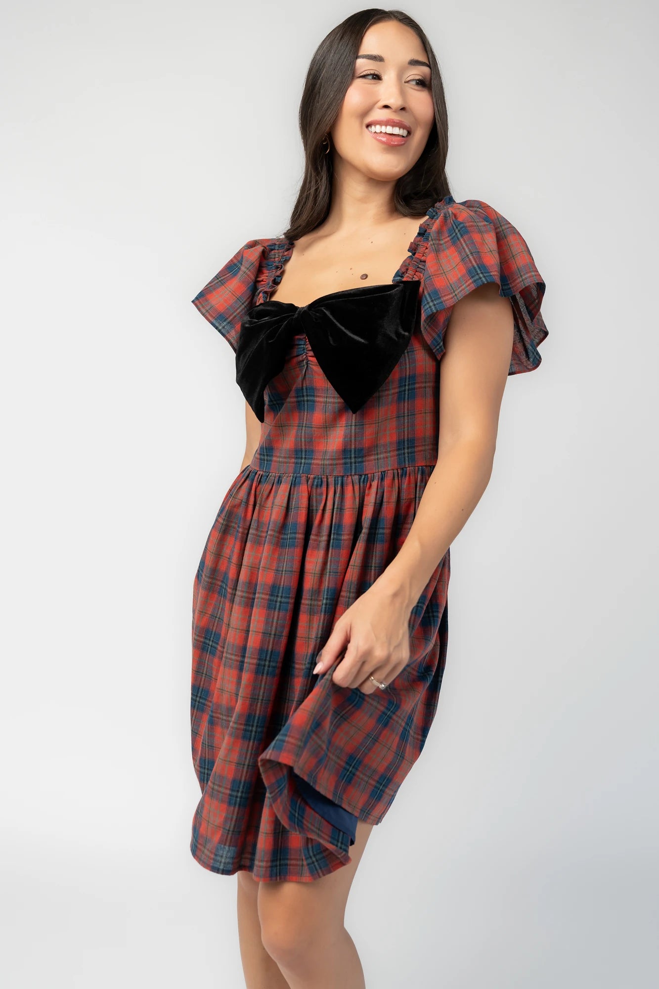 Claudine Short Dress | Plaid Multi