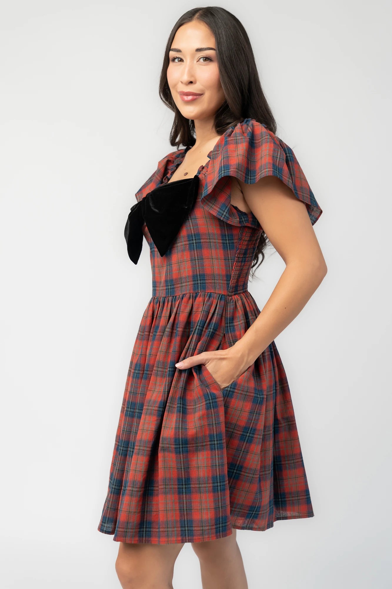 Claudine Short Dress | Plaid Multi