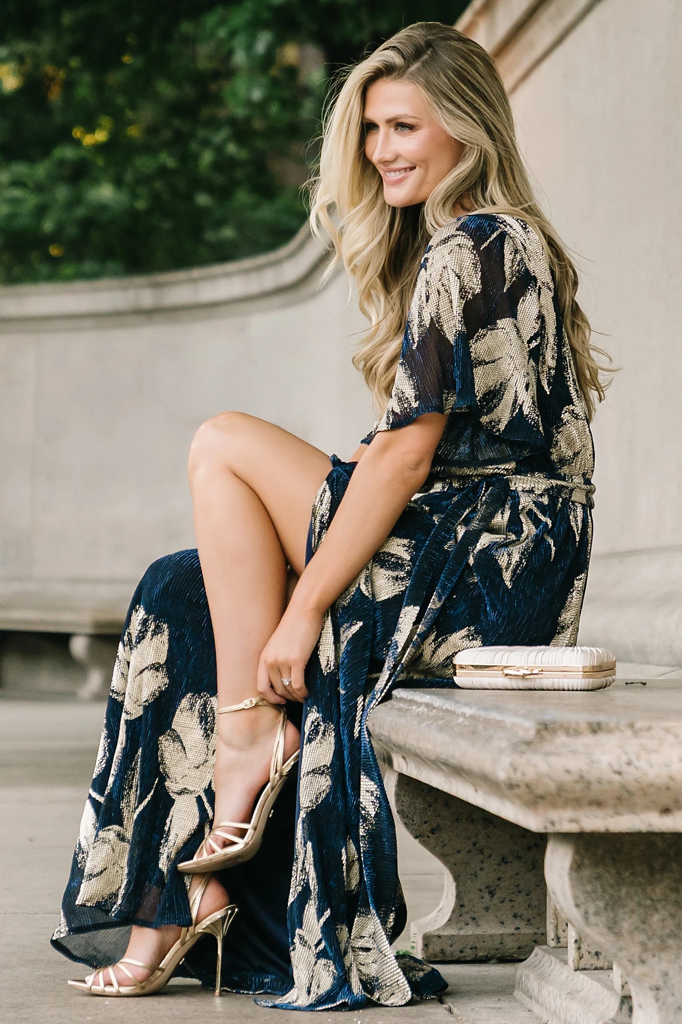 Rachel Maxi Dress | Navy + Gold