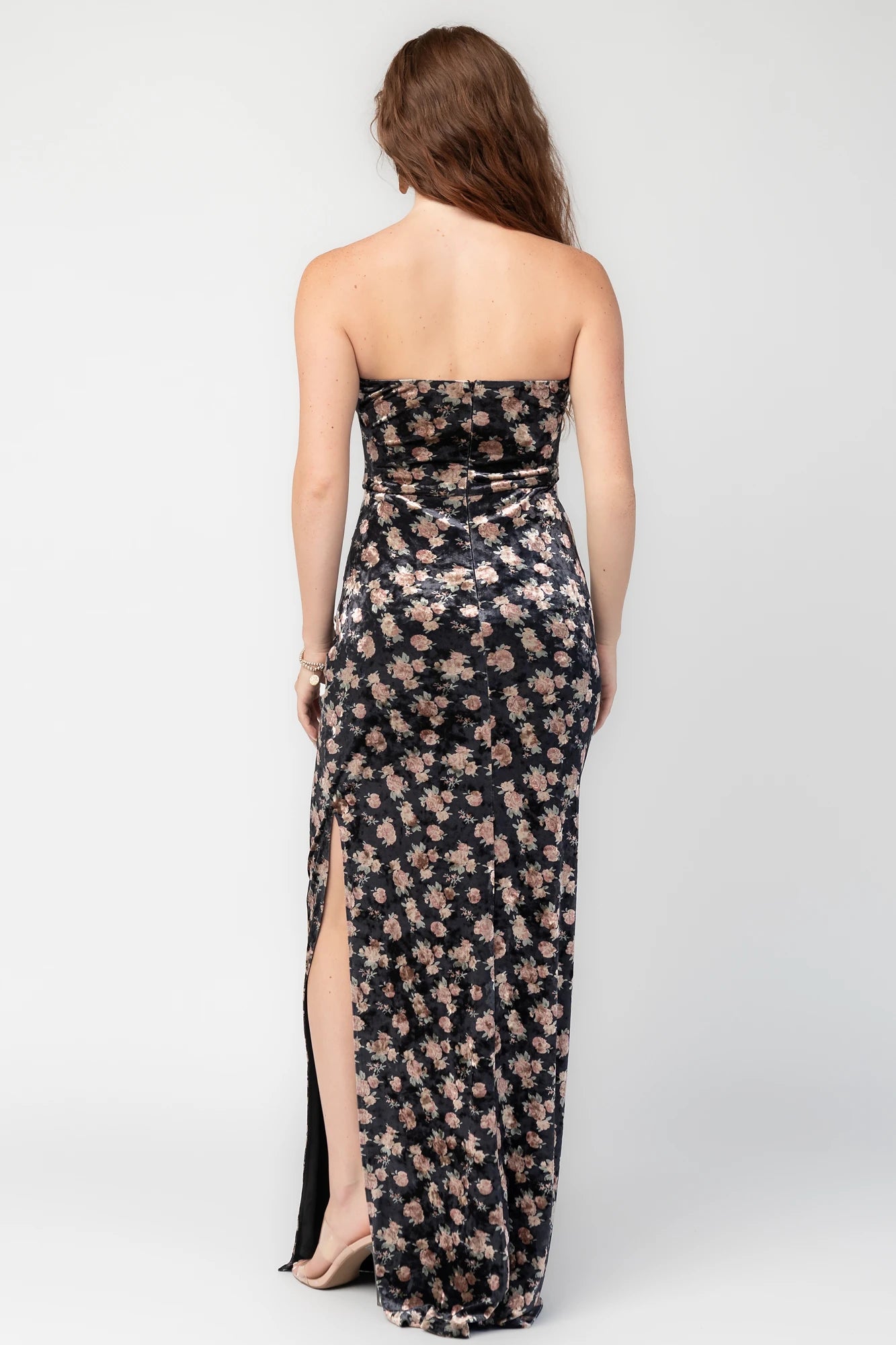 Philippa Velvet Maxi Dress | Black Floral