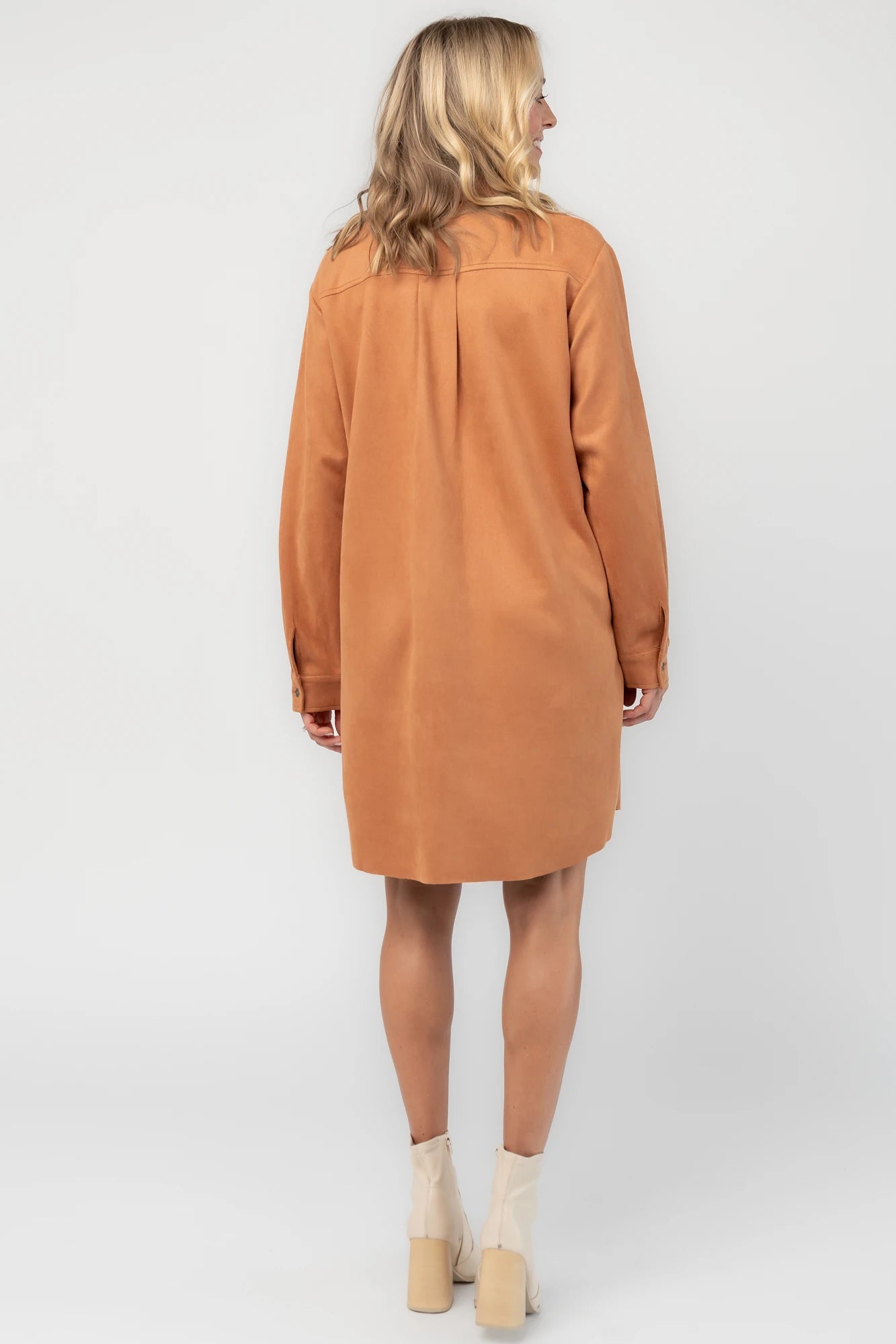 Owen Faux Suede Shirt Dress | Camel