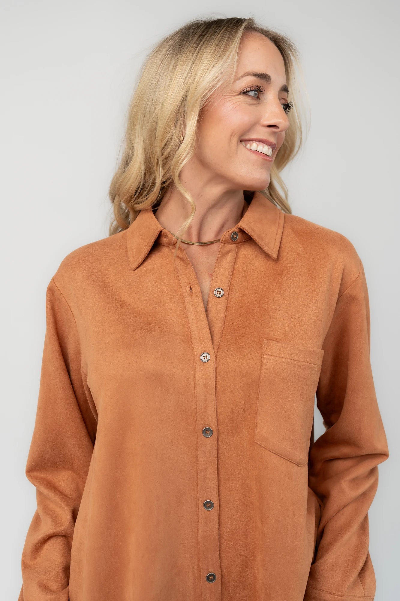 Owen Faux Suede Shirt Dress | Camel