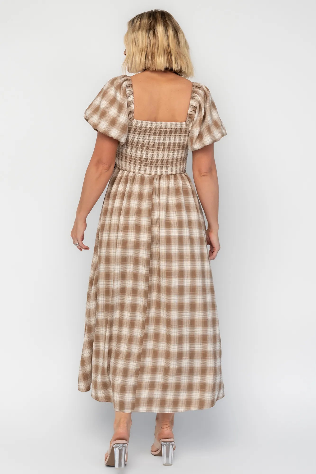 Sinclair Midi Dress | Brown Plaid