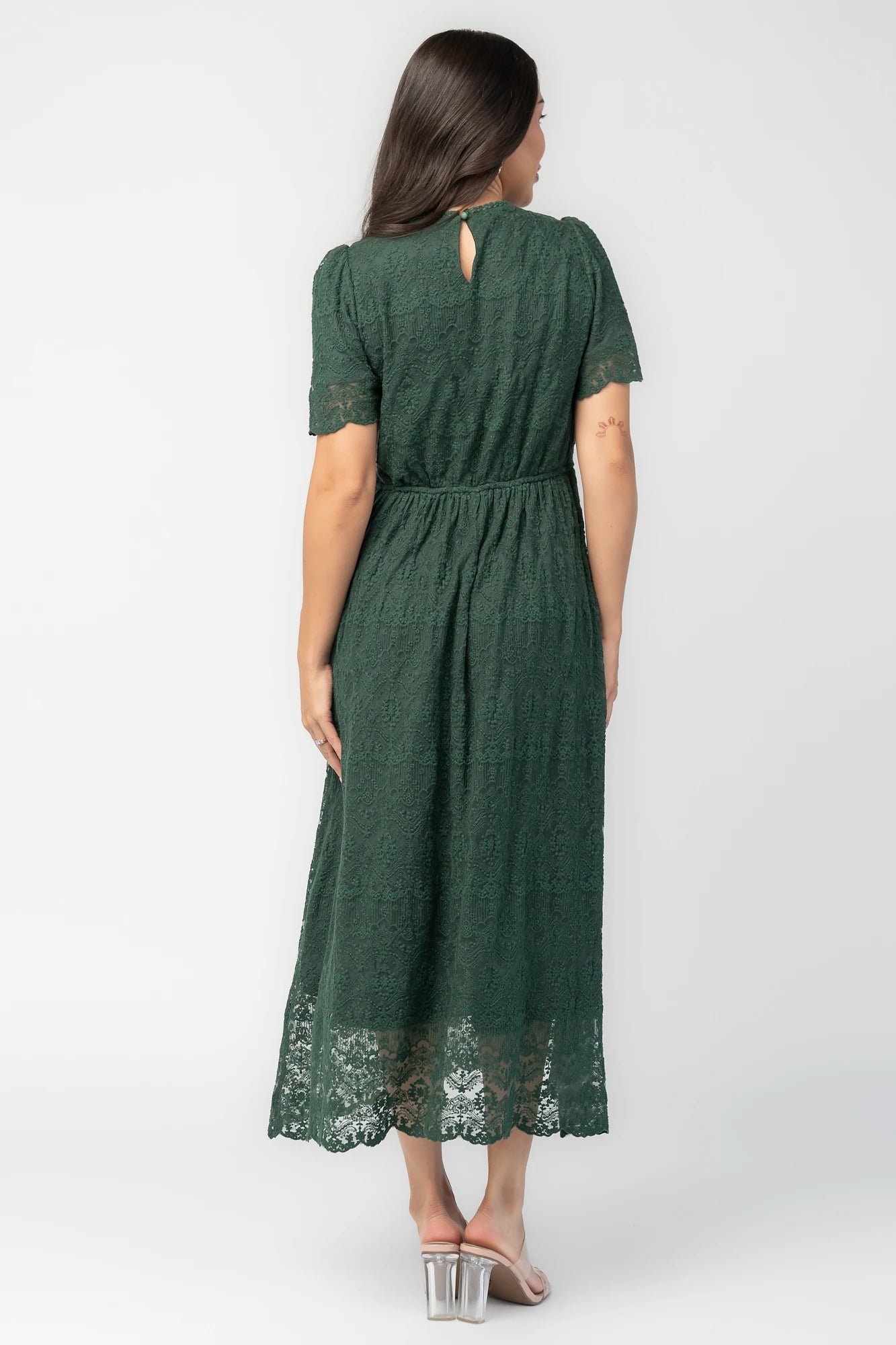 Yvaine Lace Midi Dress | Emerald