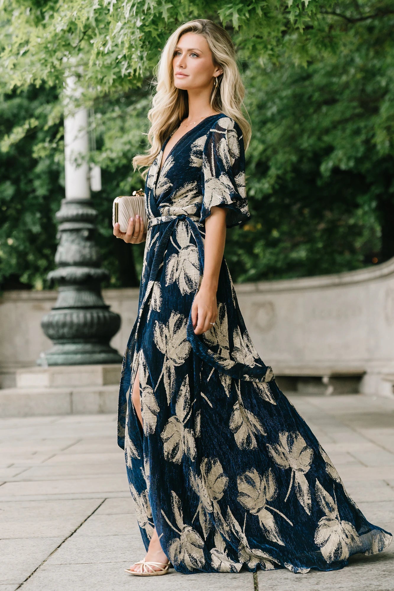 Baltic Born Womens Rachel Maxi Dress | Navy + Gold