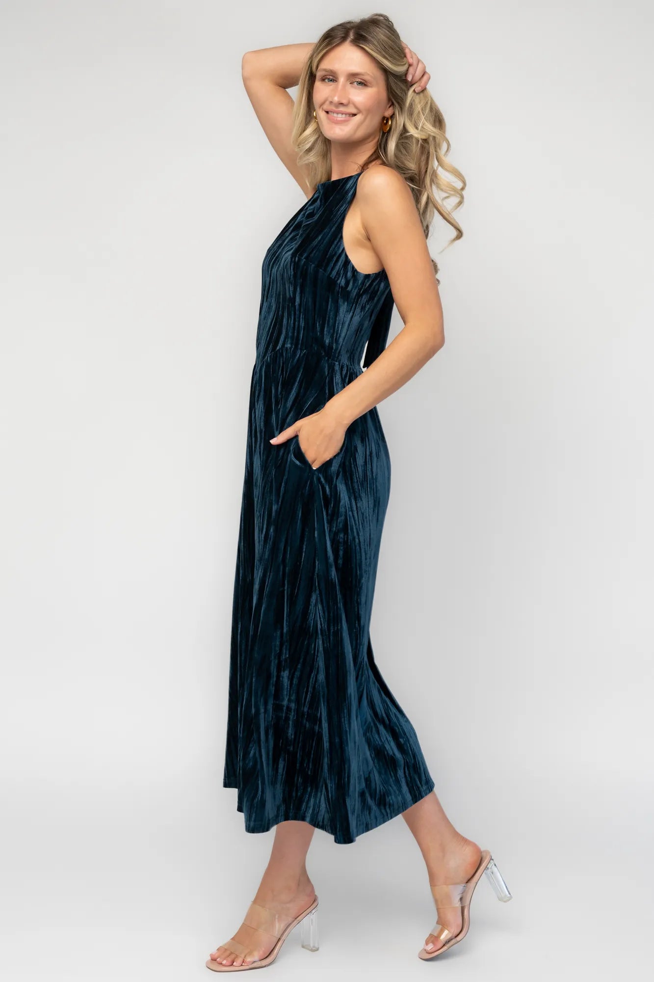 Octavia Velvet Midi Dress | Deep Teal