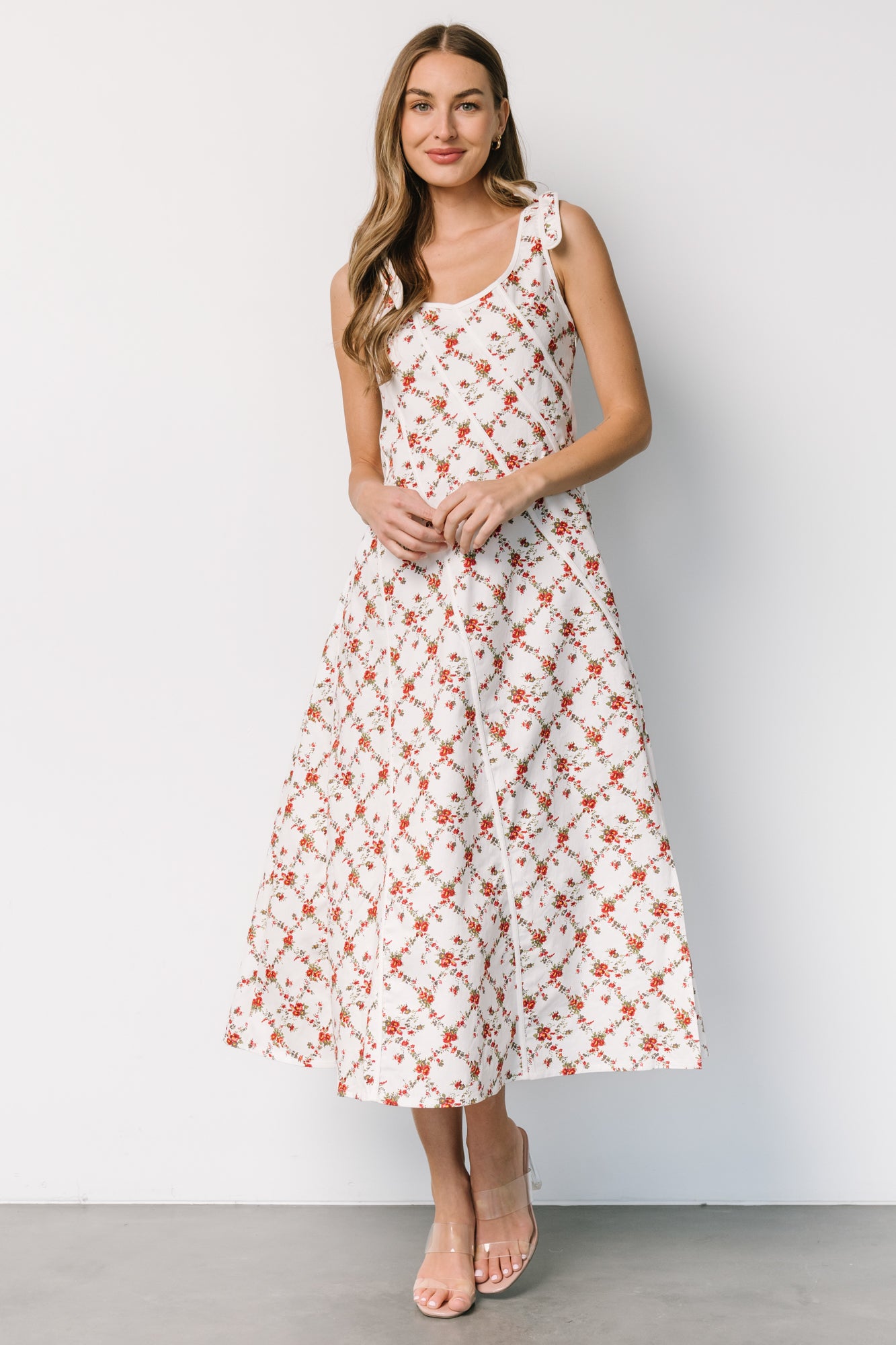 Isla Tank Dress | Off White + Red Floral