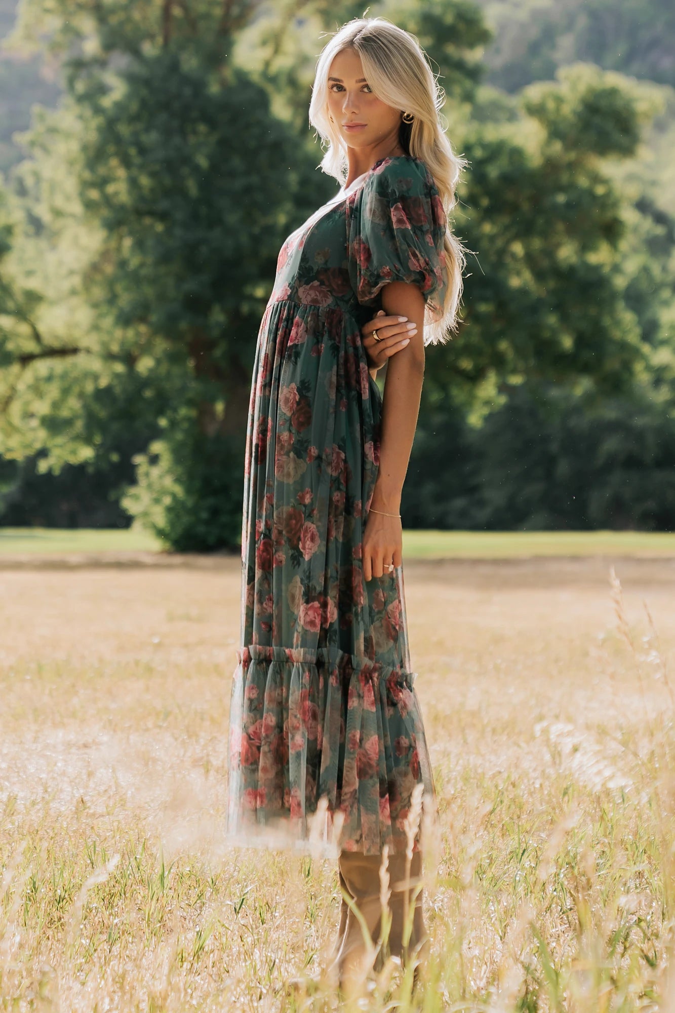Emmeline Midi Dress | Green Floral
