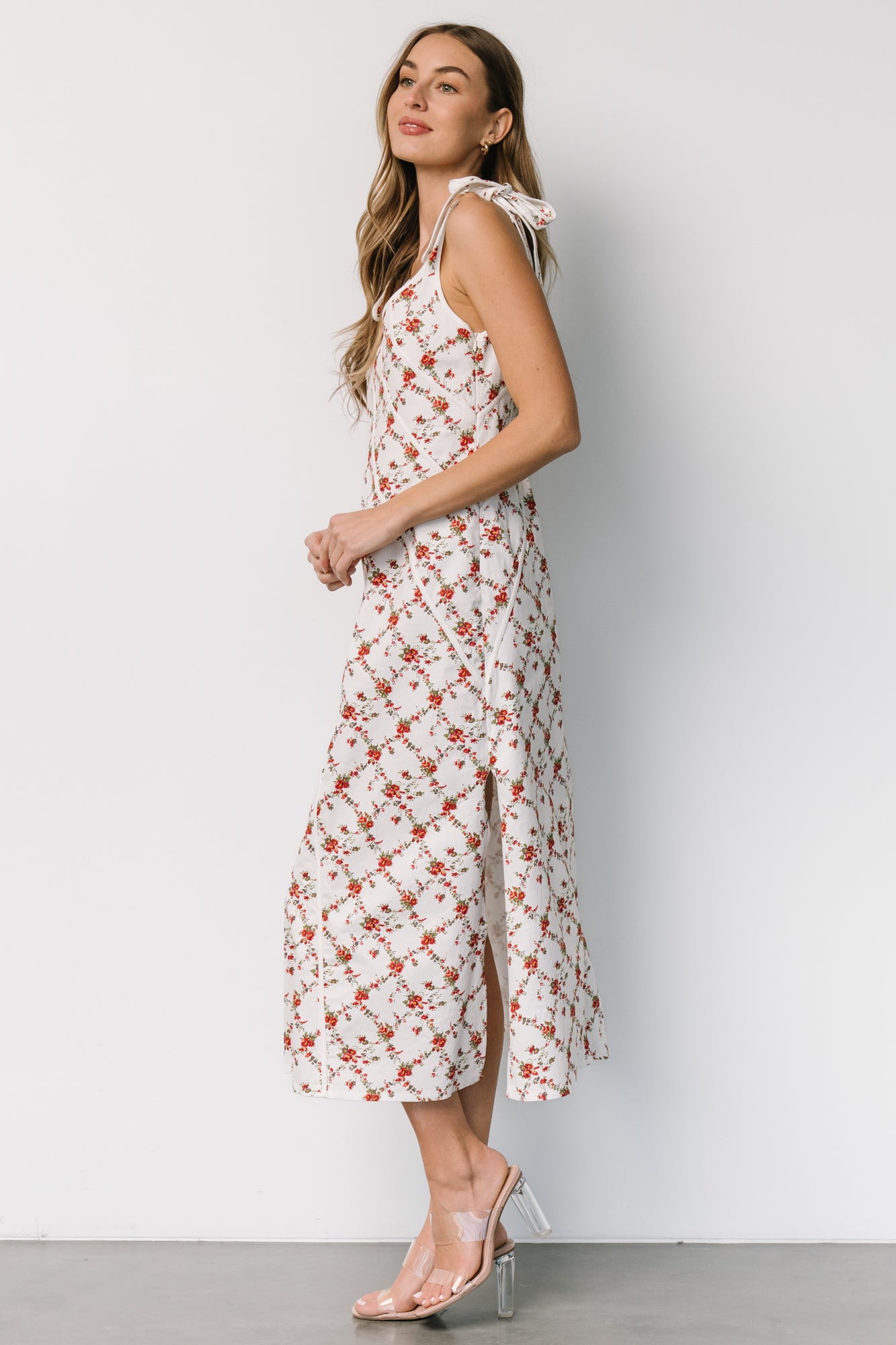 Isla Tank Dress | Off White + Red Floral