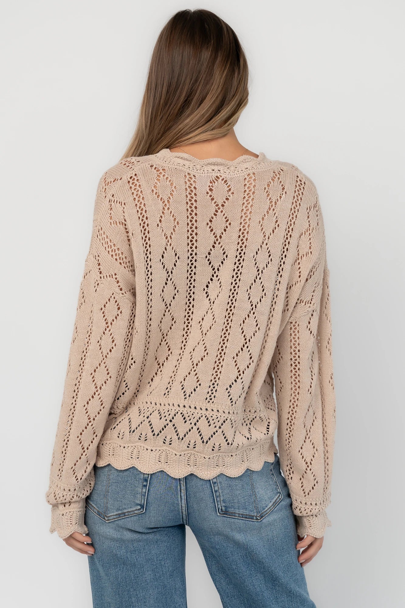 Farley Pointelle Top | Oatmeal