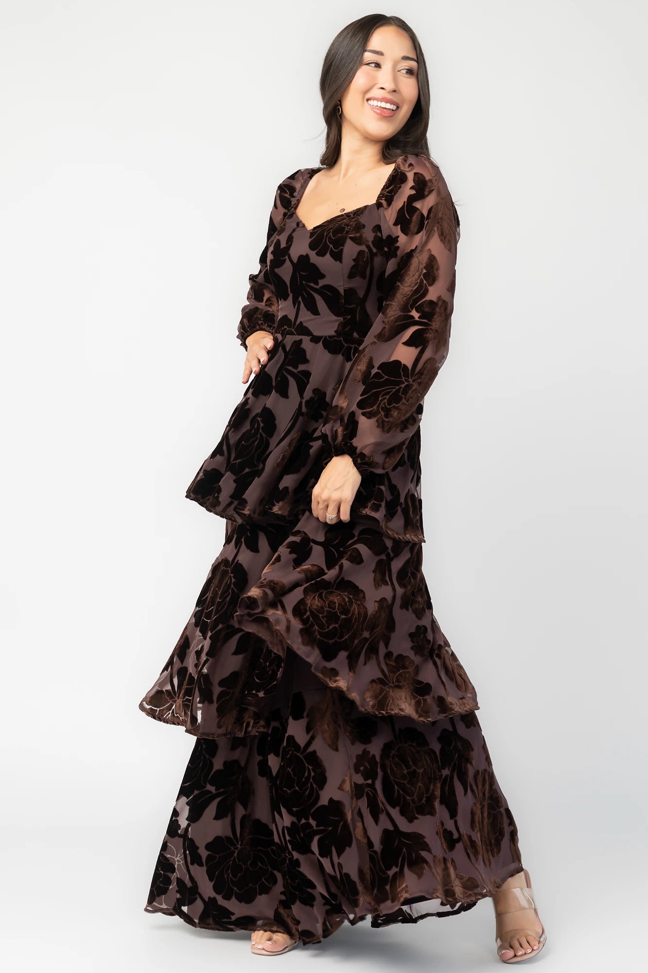 Alexandra Velvet Maxi Dress | Dark Brown