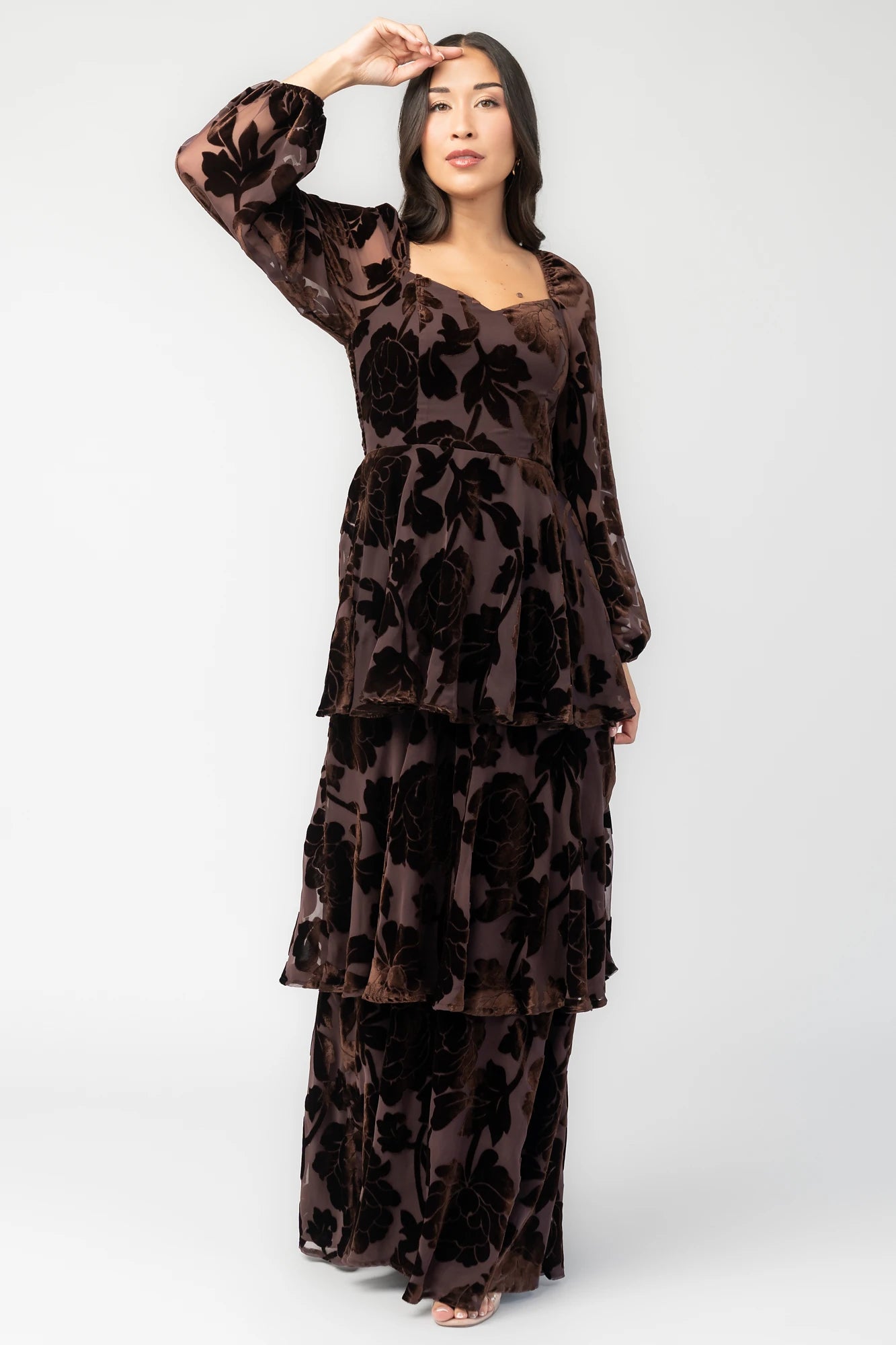 Alexandra Velvet Maxi Dress | Dark Brown