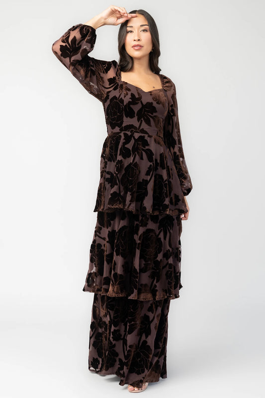 Alexandra Velvet Maxi Dress | Dark Brown