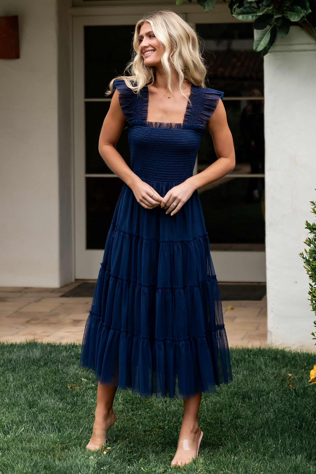 Baltic Born Womens Emma Smocked Tulle Dress | Navy | Size: Small Baltic Born Womens Emma Smocked Tulle Dress | Navy | Size: Small