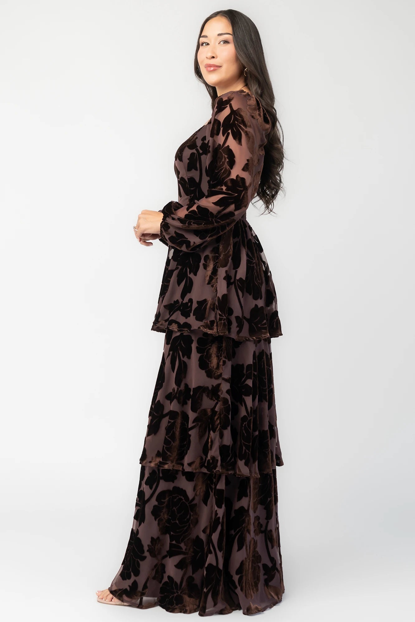 Alexandra Velvet Maxi Dress | Dark Brown