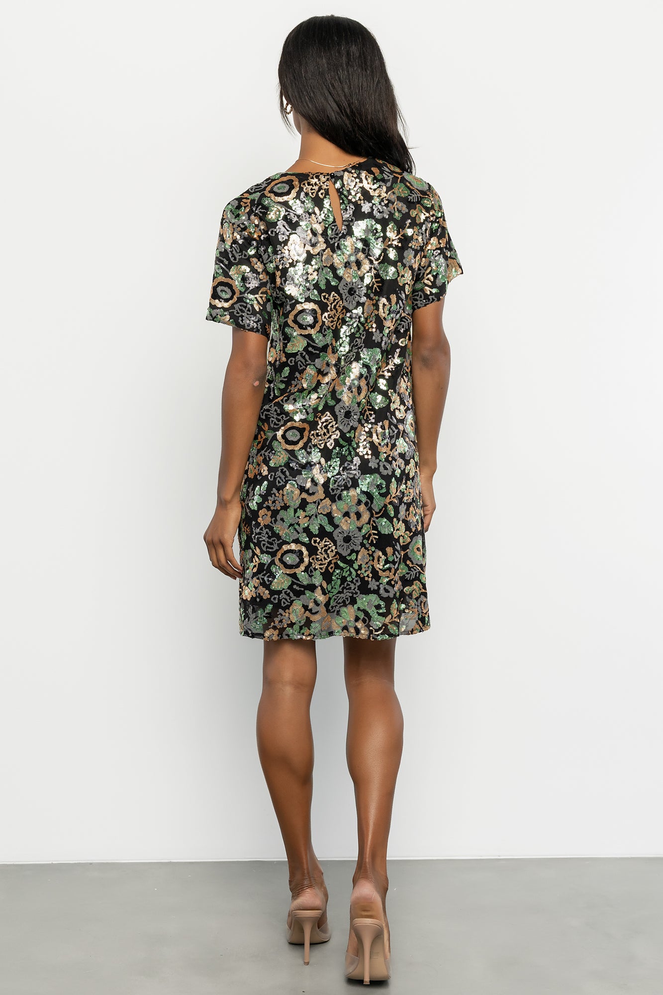 Baltic Born Womens Squires Sequin Short Dress | Black + Green Multi | Size: Small Baltic Born Womens Squires Sequin Short Dress | Black + Green Multi | Size: Small