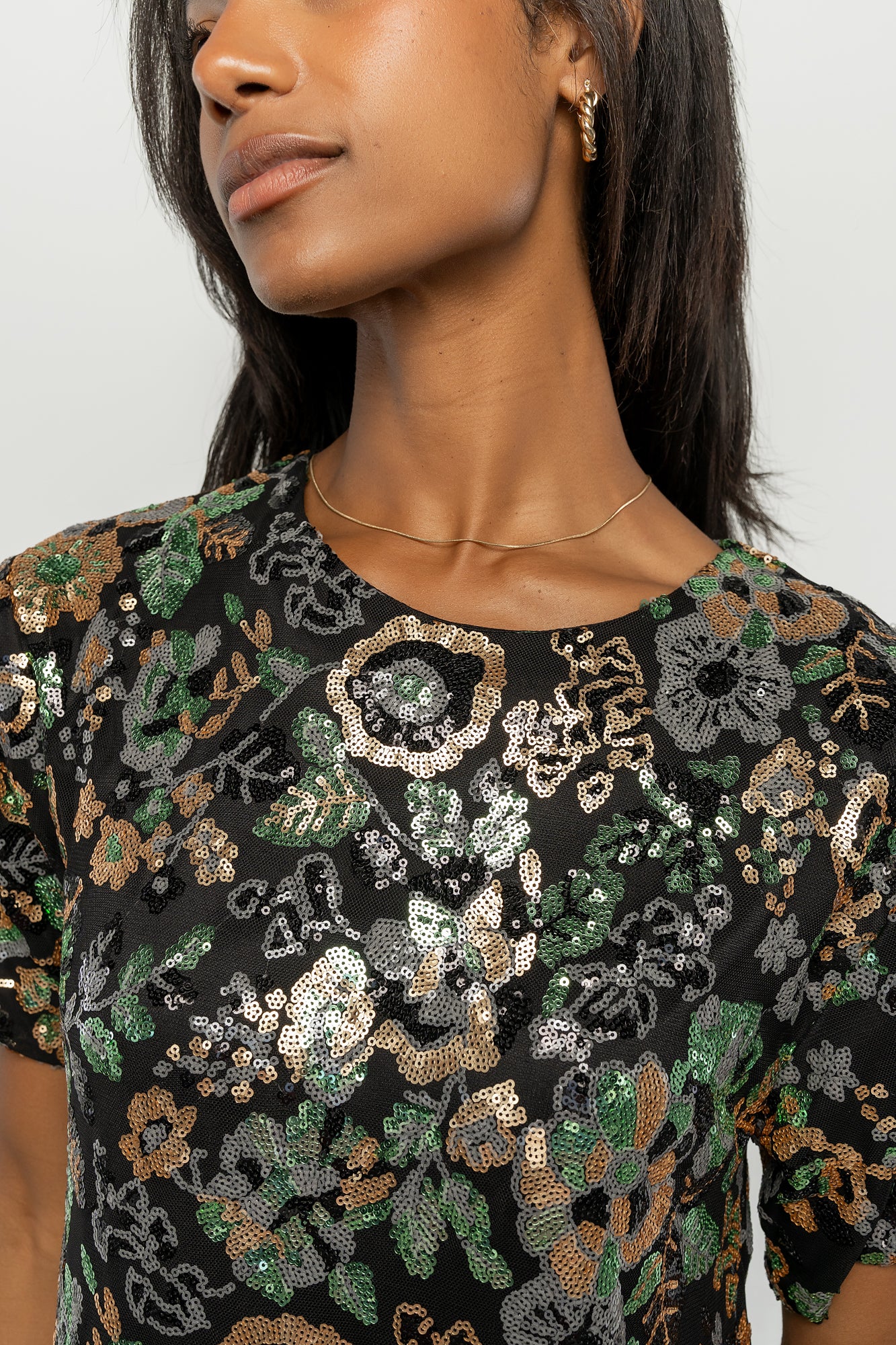 Baltic Born Womens Squires Sequin Short Dress | Black + Green Multi | Size: Small Baltic Born Womens Squires Sequin Short Dress | Black + Green Multi | Size: Small