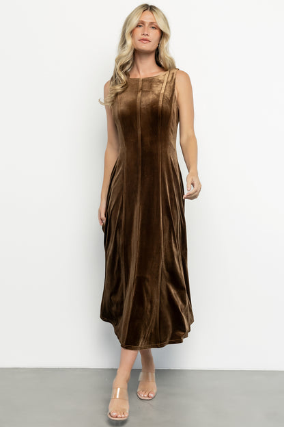 Annika Velvet Midi Dress | Bronze