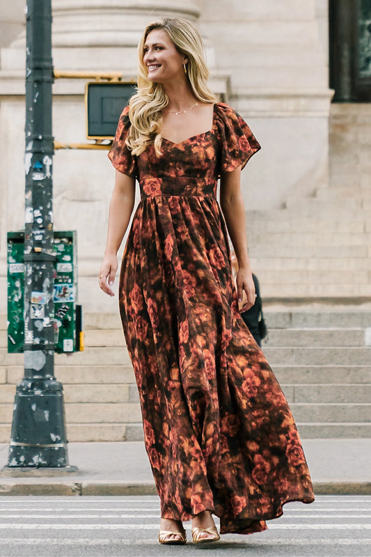Astor Maxi Dress | Dark Rust Floral