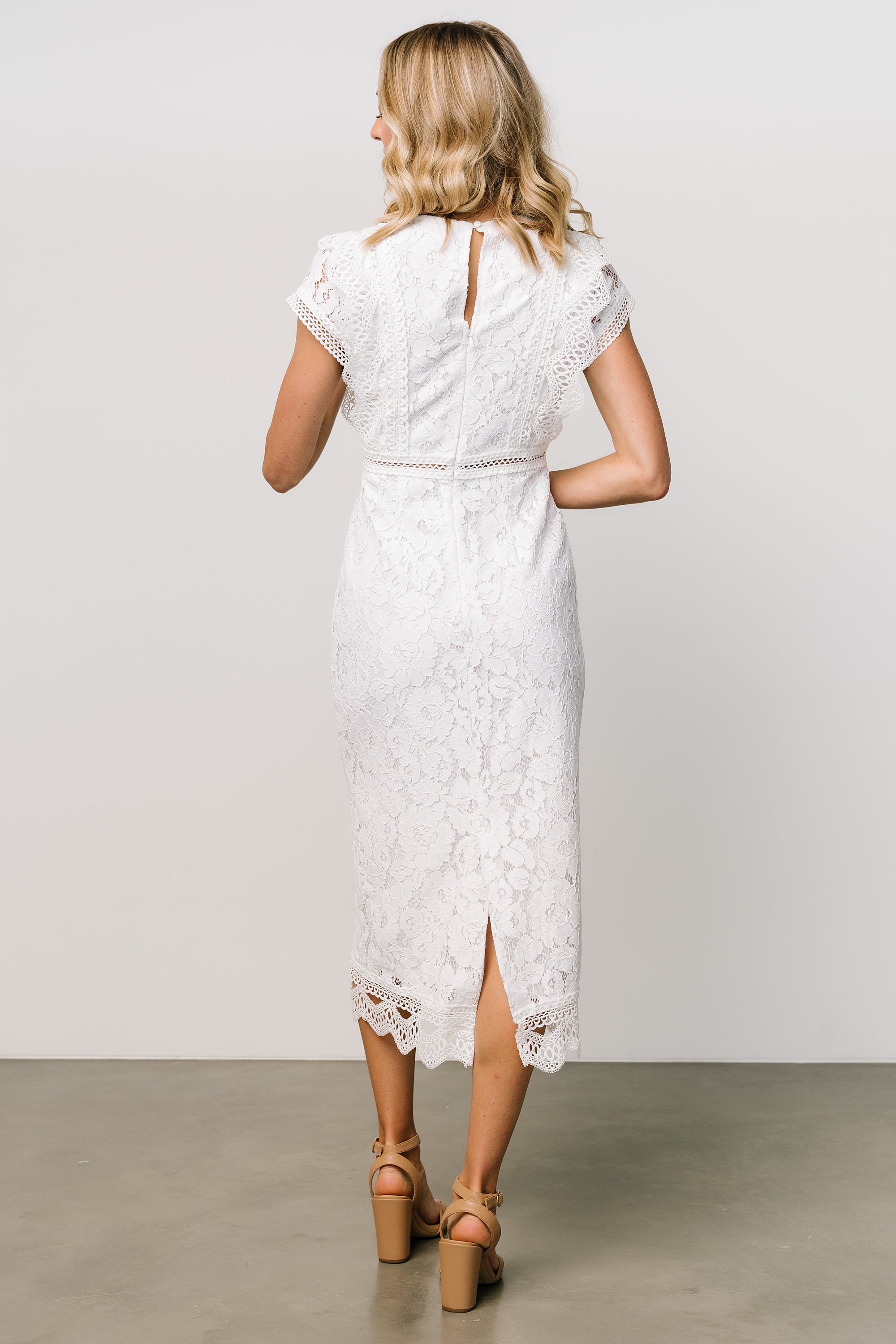Nessa Lace Midi Dress | White | Baltic Born