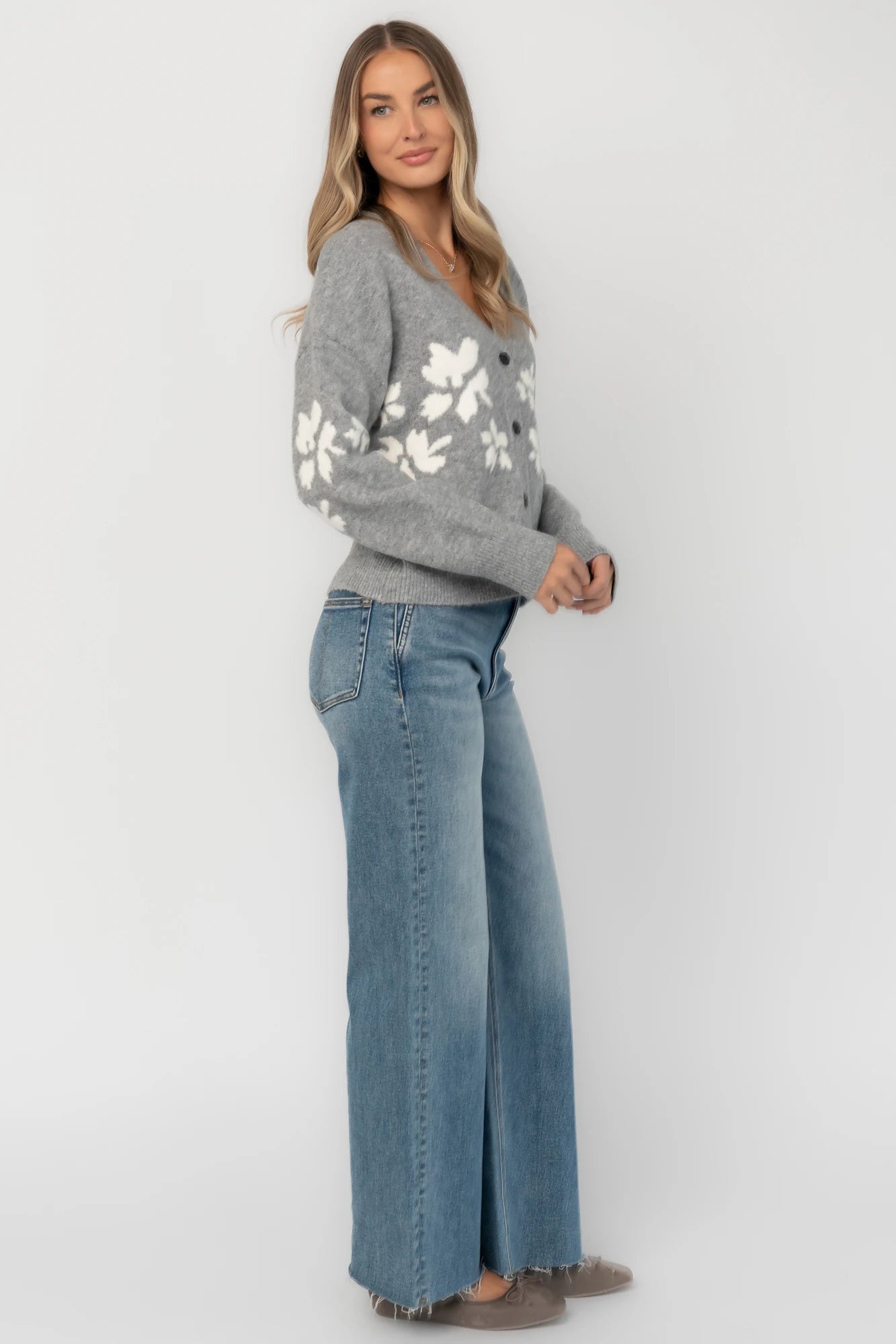 Adelana Knit Cardigan | Gray