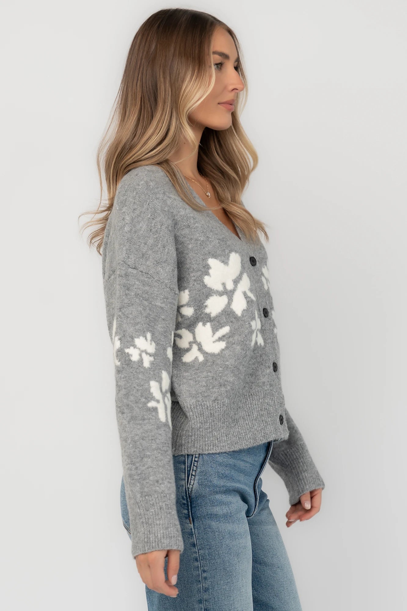 Adelana Knit Cardigan | Gray