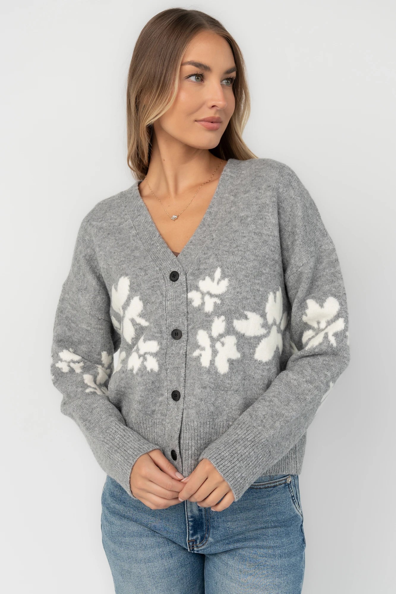 Adelana Knit Cardigan | Gray