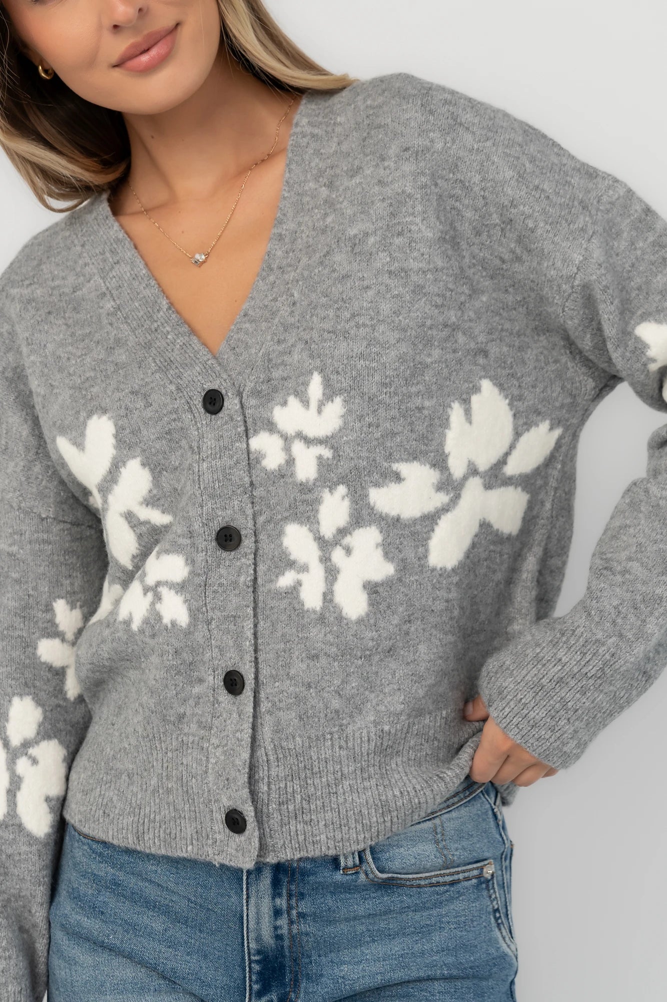 Adelana Knit Cardigan | Gray