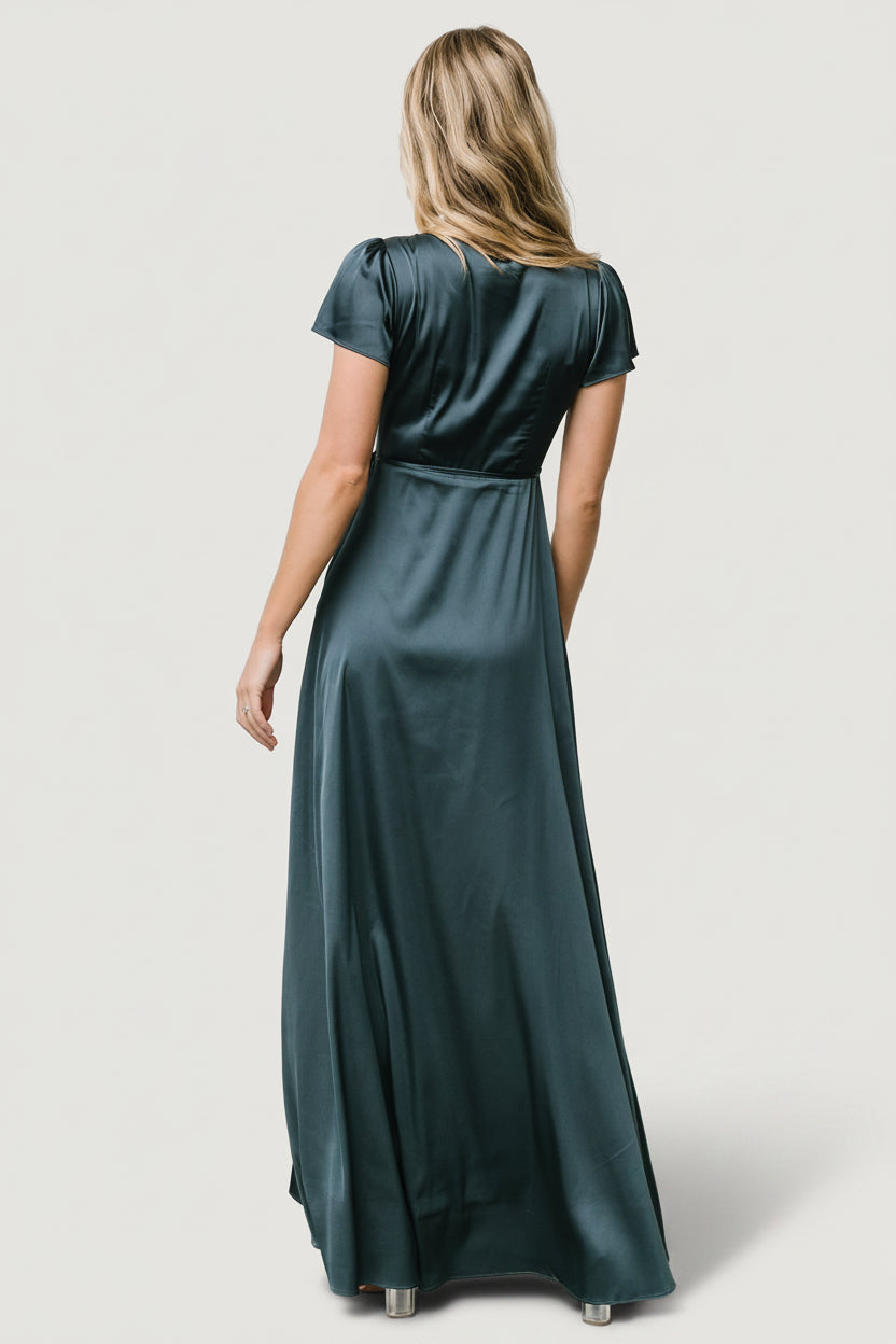 Krystal Satin Wrap Gown | Deep Blue Krystal Satin Wrap Gown | Deep Blue