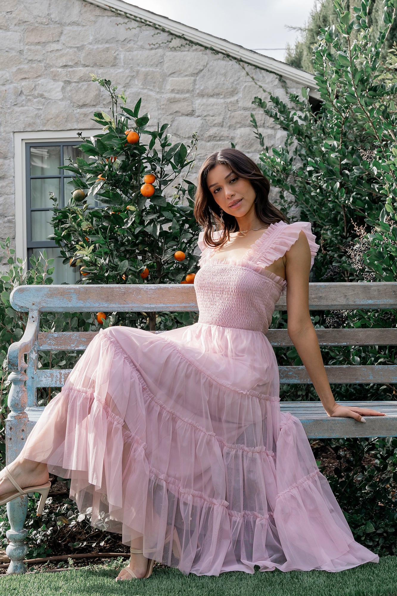 Baltic Born Womens Emma Smocked Tulle Dress | Mauve | Size: Large Baltic Born Womens Emma Smocked Tulle Dress | Mauve | Size: Large