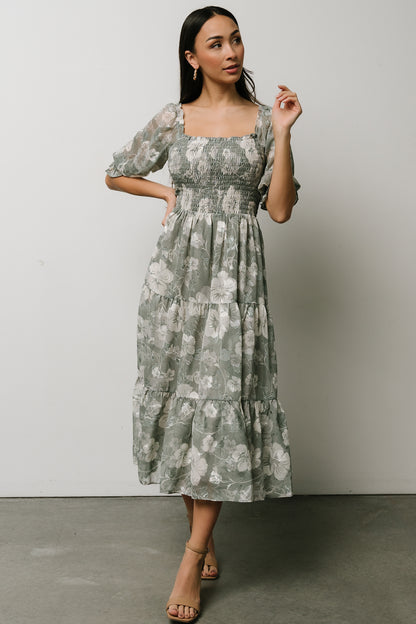 Fabian Jacquard Midi Dress | Dusty Sage