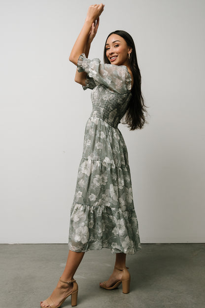 Fabian Jacquard Midi Dress | Dusty Sage